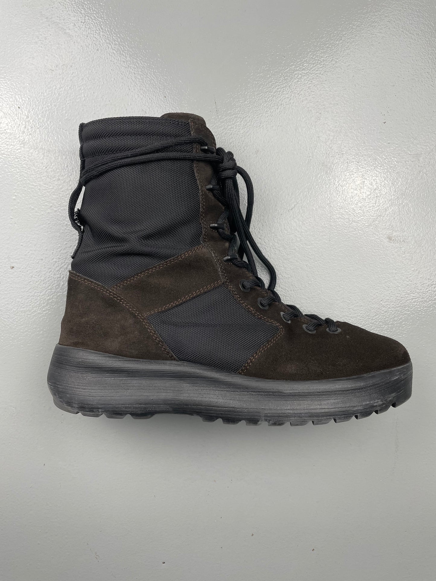 YEEZY Season 3 Onyx Shade Nylon and Thick Suede Military Boots - size 43