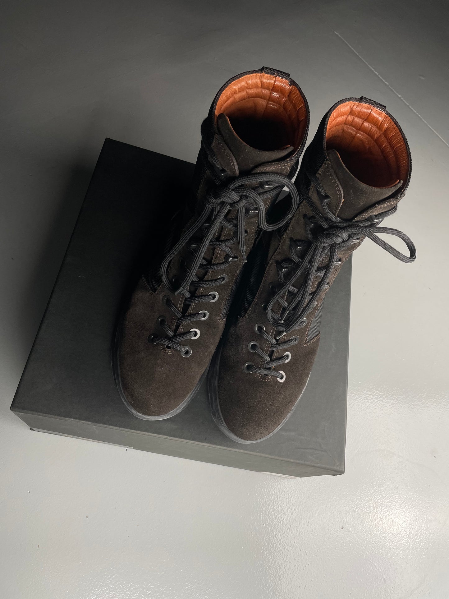 YEEZY Season 3 Onyx Shade Nylon and Thick Suede Military Boots - size 43