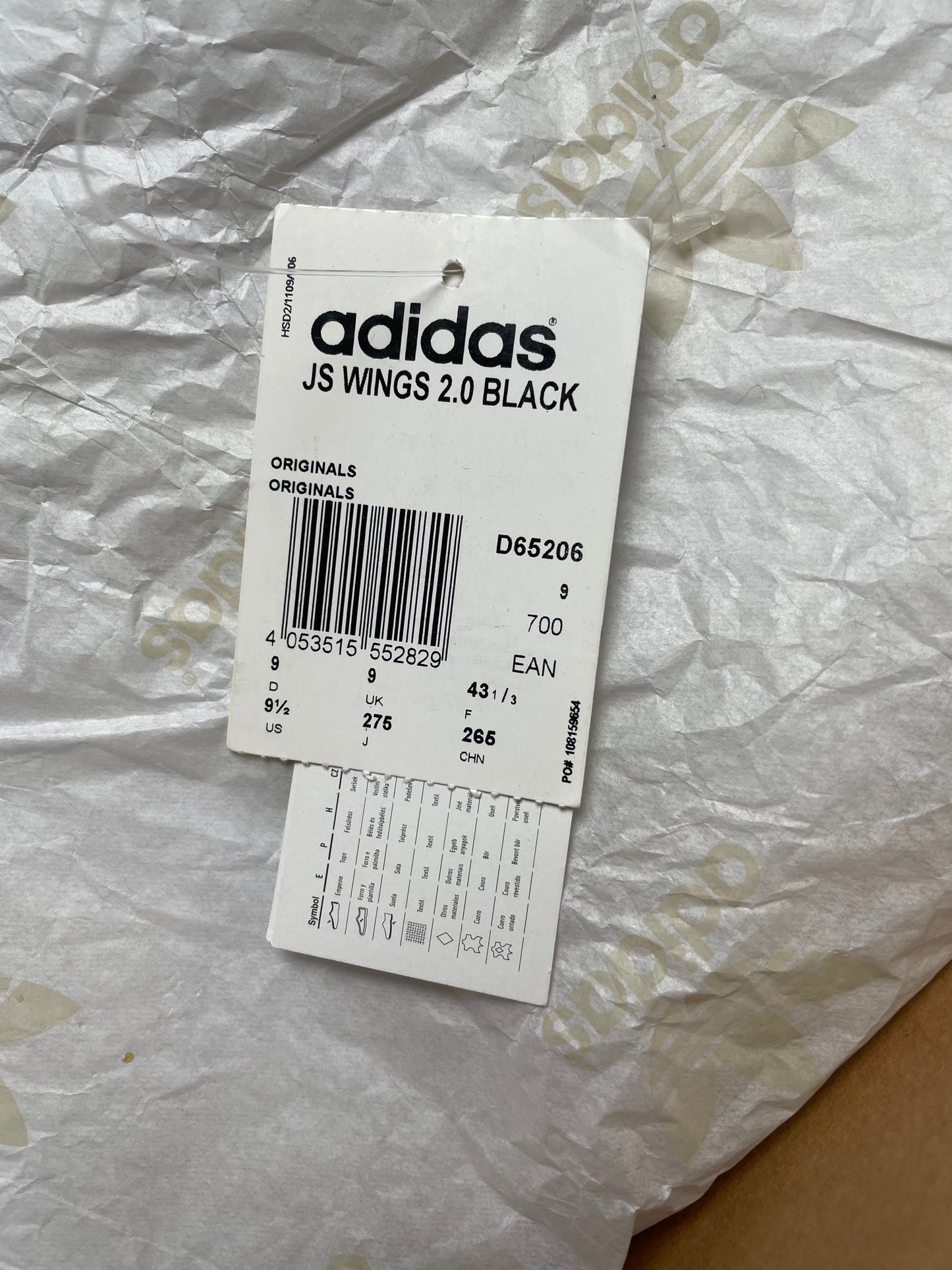 adidas Originals by Jeremy Scott X A$AP Rocky 2013 JS Wings 2.0 Black Flag - size 43 1/3