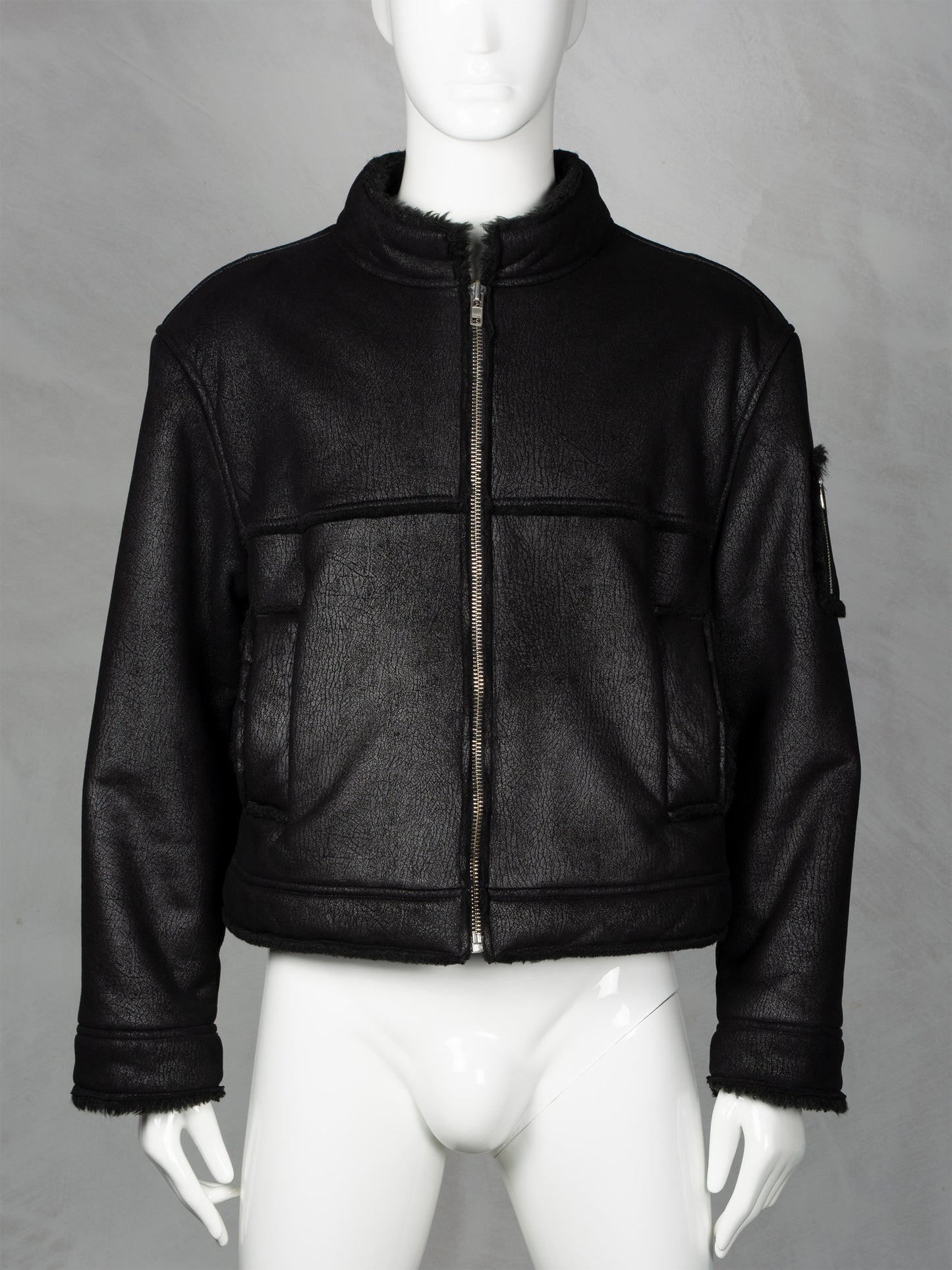 Gosha Rubchinskiy - A/W 2016 - faux leather shearling jacket (black) - size M