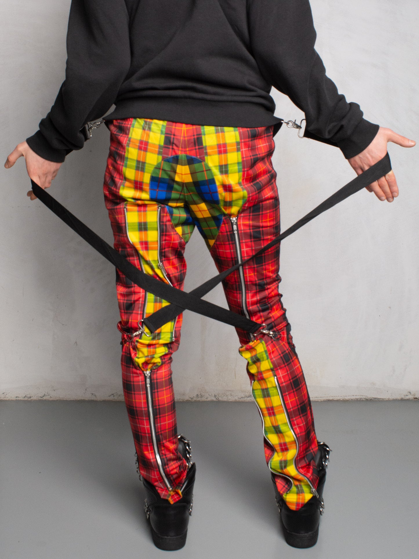 adidas Originals by Jeremy Scott S/S 2013 JS Plaid Bondage Pant - size S