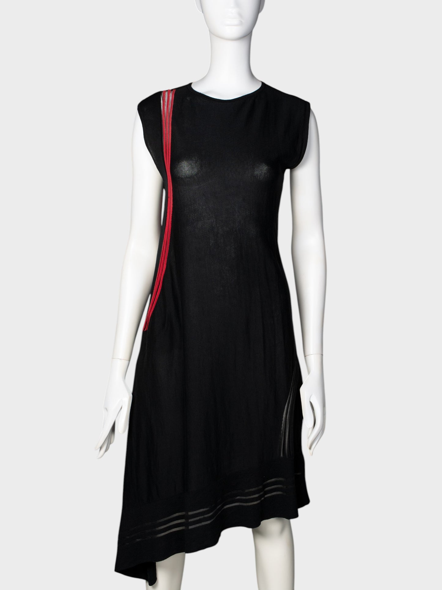 Y-3 - S/S 2016 - asymmetric midi dress with see-through stripes - size L