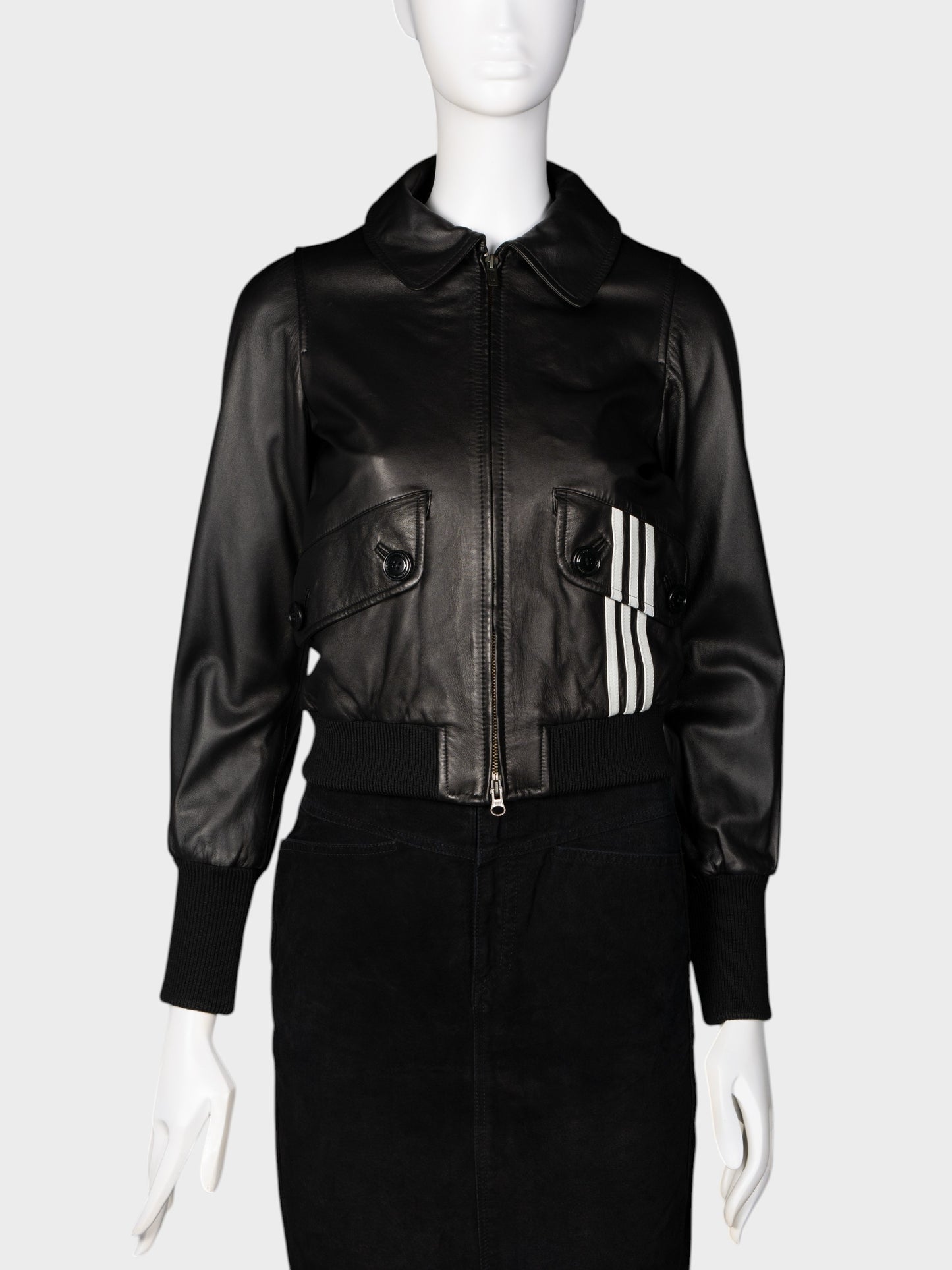 Y-3 - A/W 2006 - leather bomber jacket (black) - women's size S