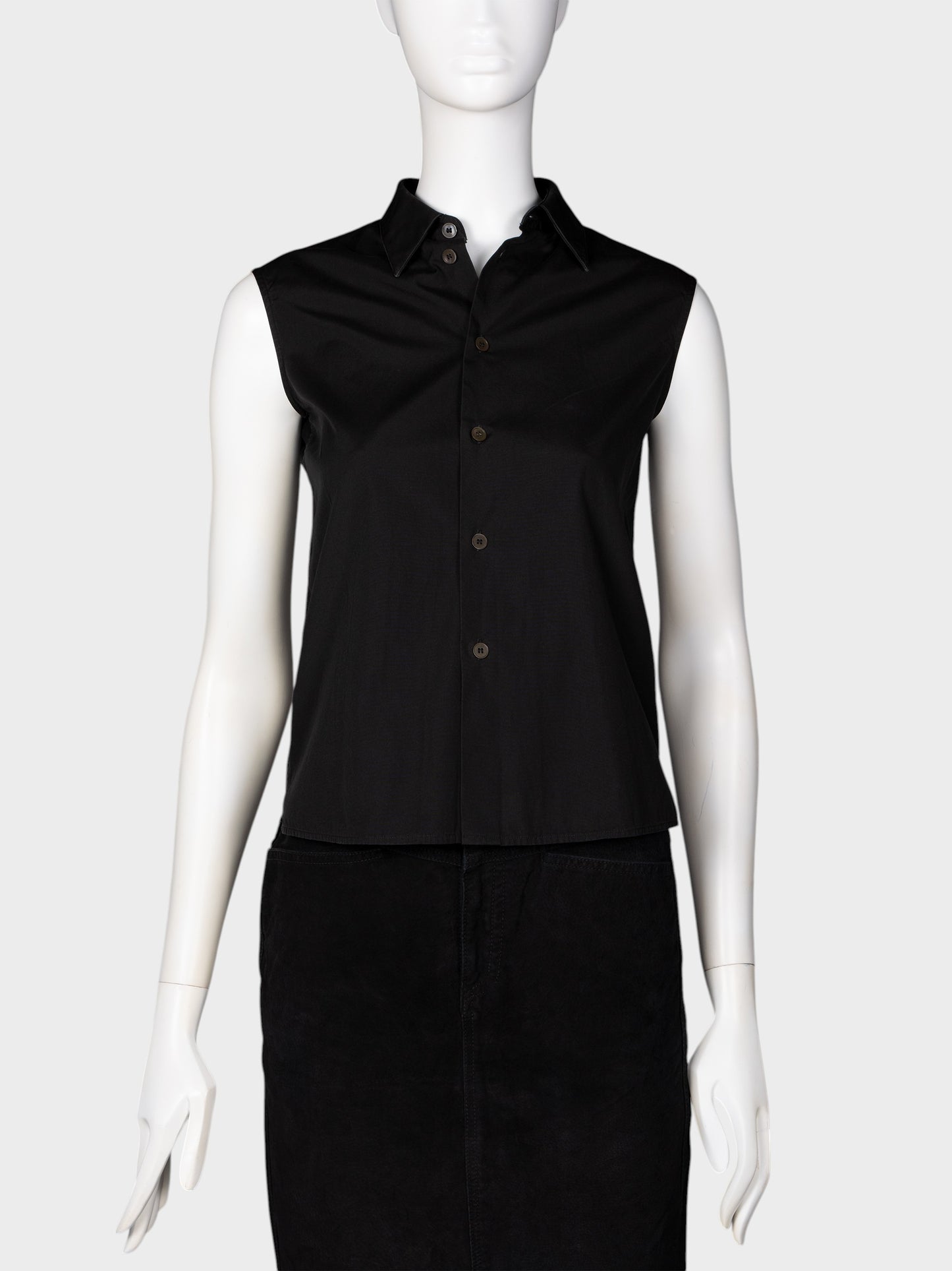 Helmut Lang - 2000s - pointed hem sleeveless shirt (black) - women's size 38