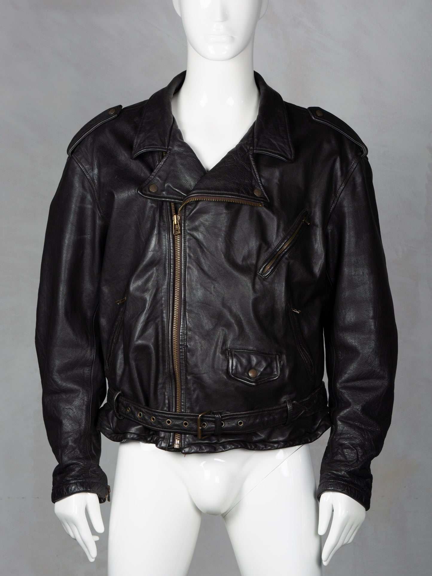 1990's Emporio Armani biker Stone Leather jacket - size 52