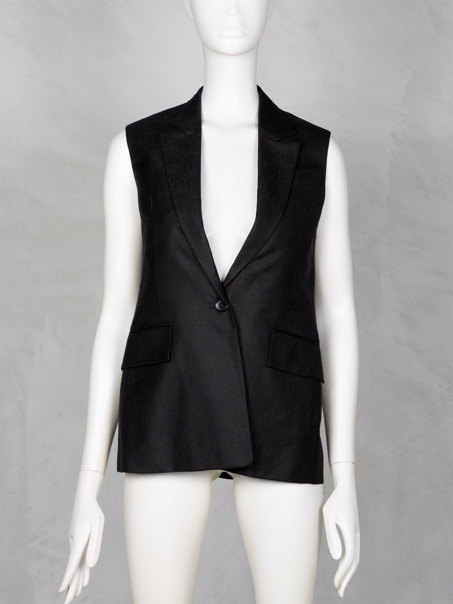 Veronique Branquinho 'Menace' wool and silk longline sleeveless blazer - size 38