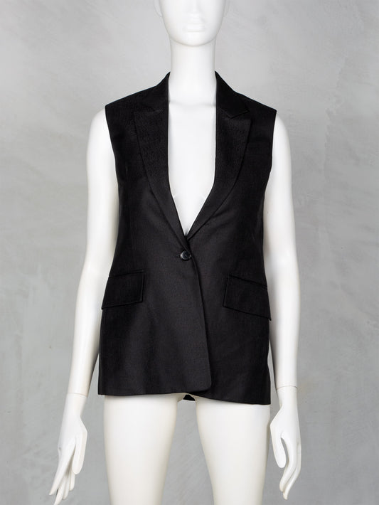 Veronique Branquinho 'Menace' wool and silk longline sleeveless blazer - size 38