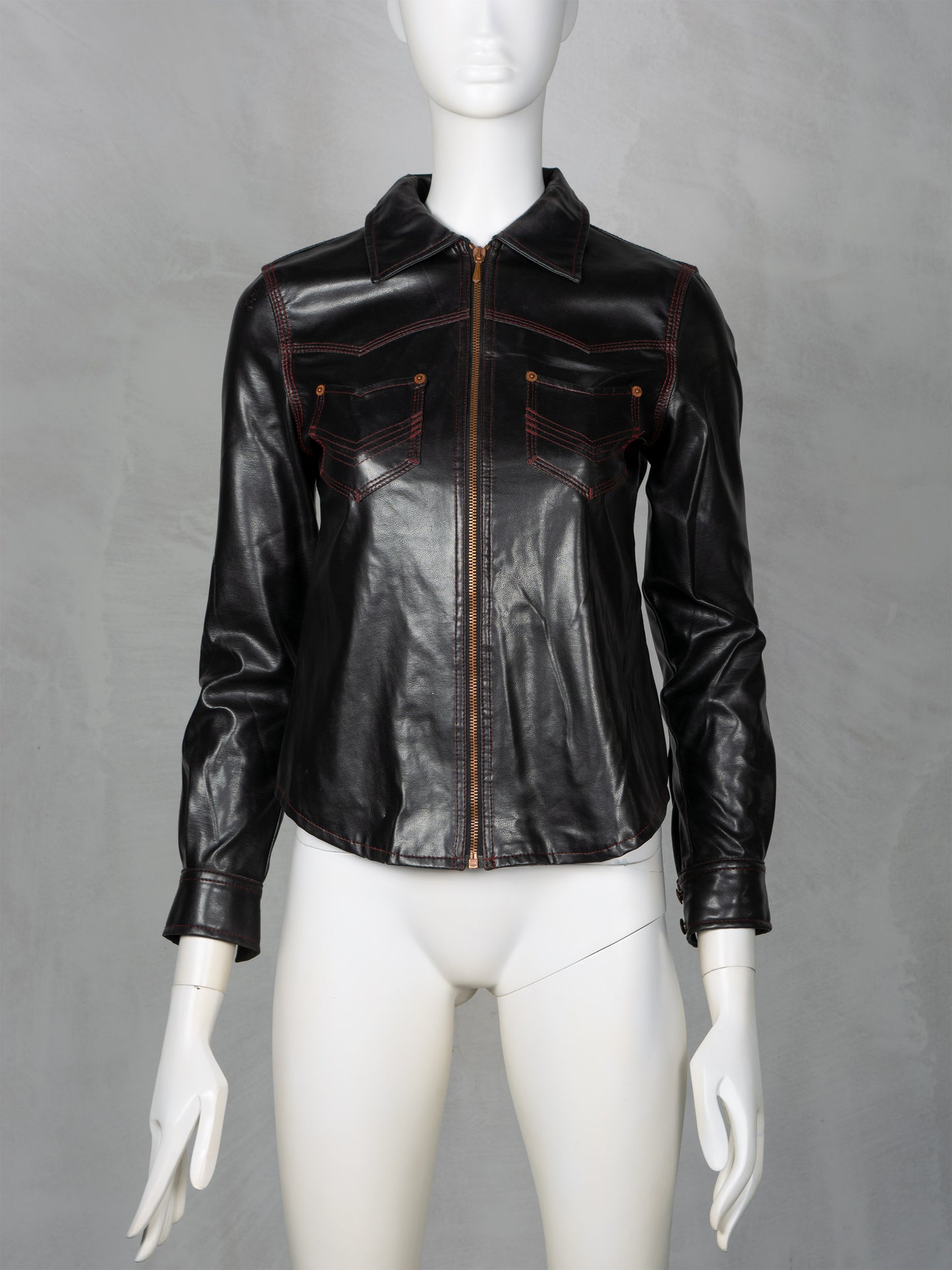 vintage Gaultier Jean's faux leather zip-up shirt - women's size 36
