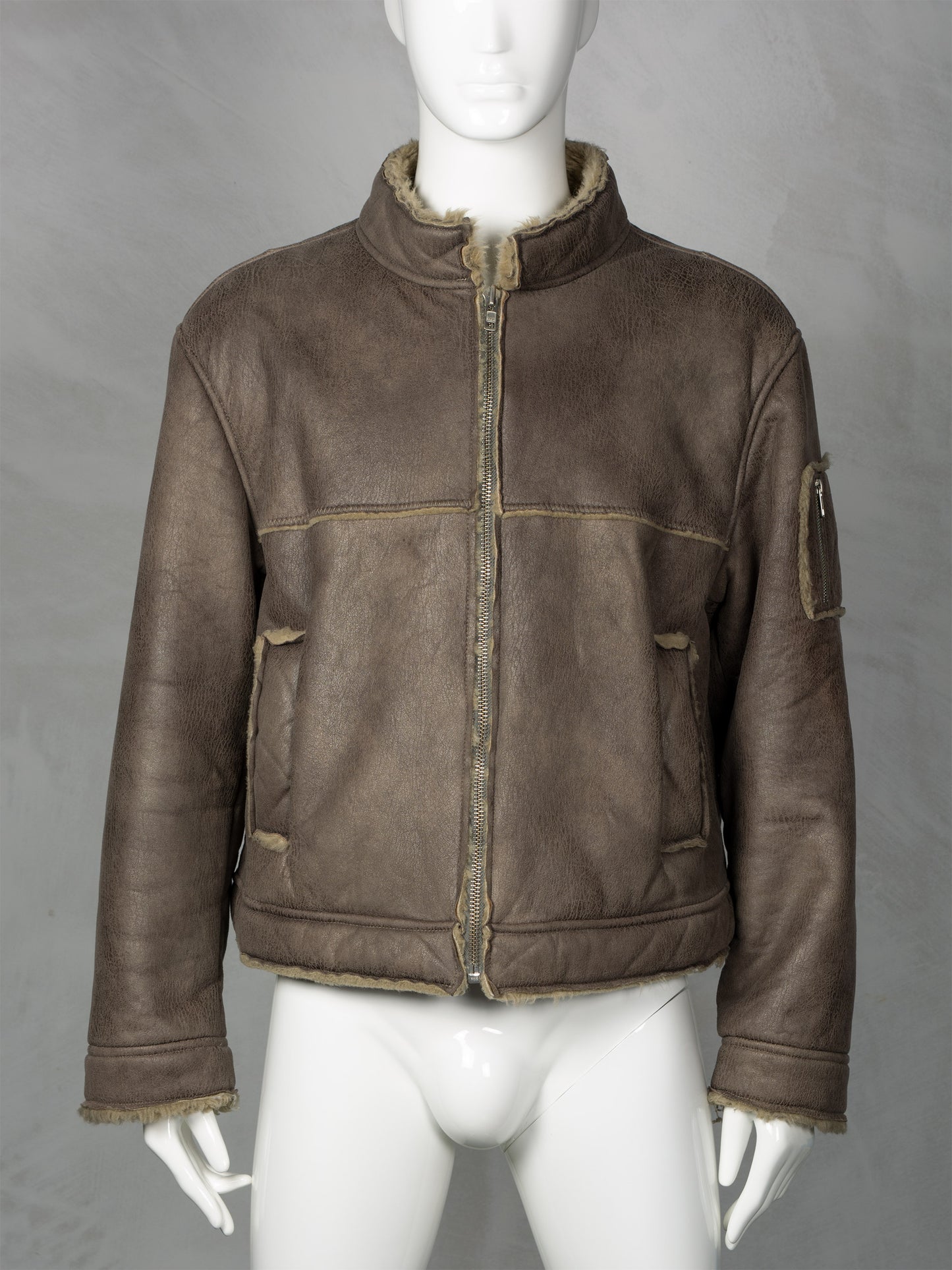 Gosha Rubchinskiy A/W 2016 faux leather shearling jacket (brown) - size L