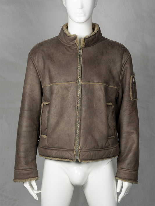 Gosha Rubchinskiy A/W 2016 faux leather shearling jacket (brown) - size L