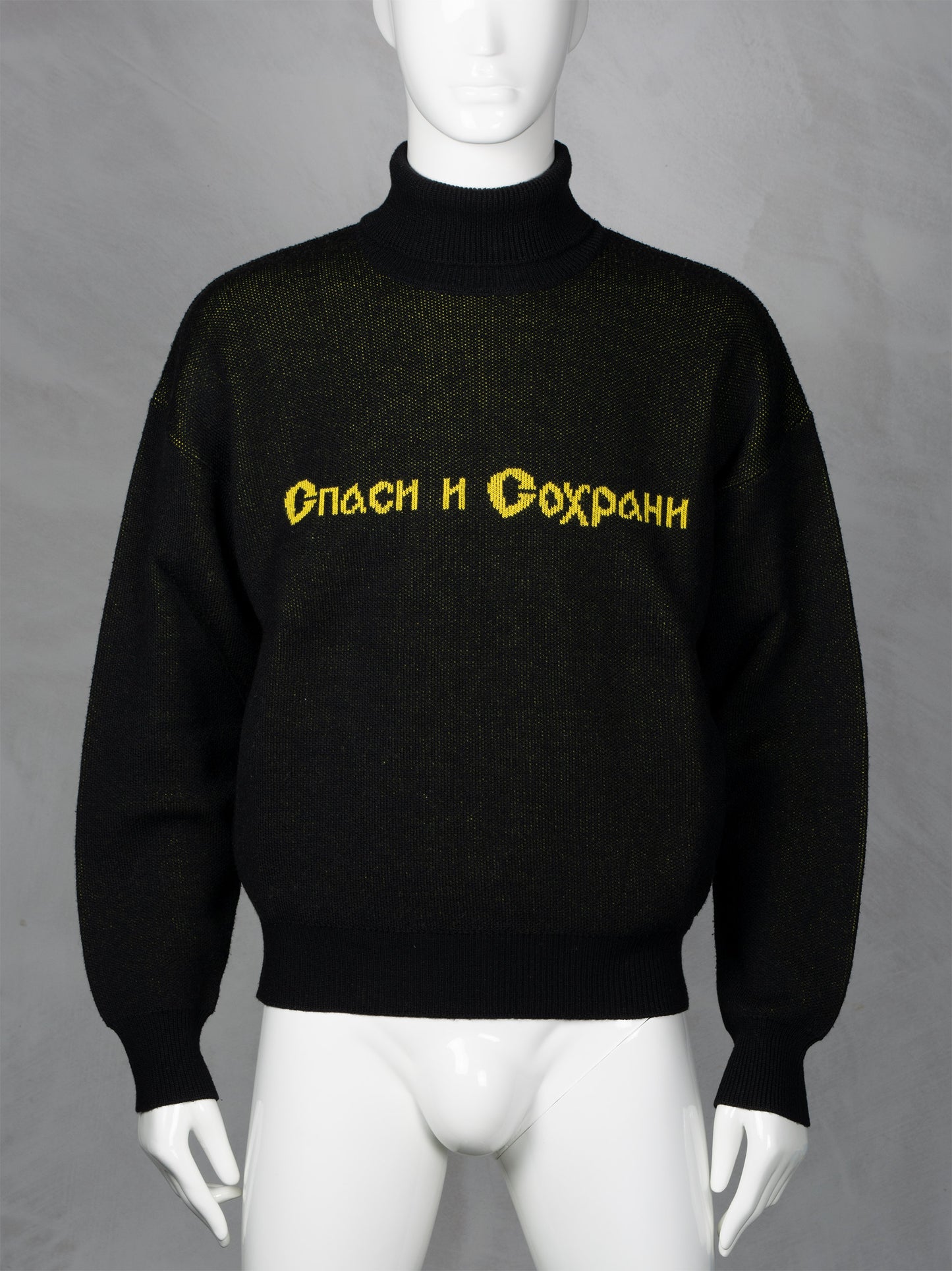 Gosha Rubchinskiy - A/W 2016 - "Save & Protect" turtleneck sweater (black/yellow) - size S