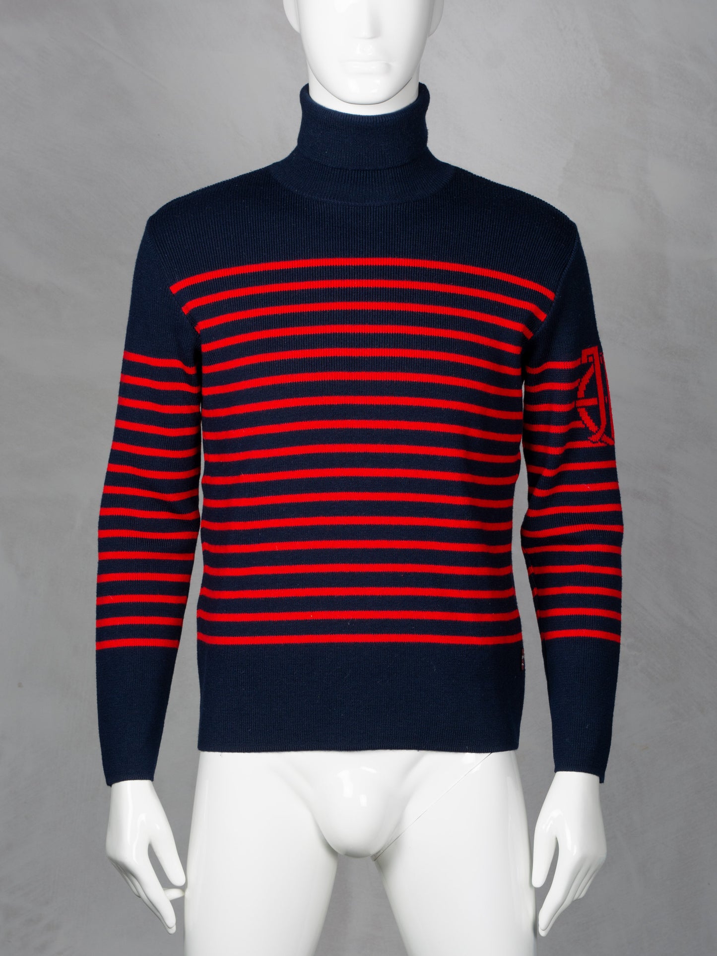 JPG.Jean's - (vintage) - striped knit turtleneck (navy) - men's size XL