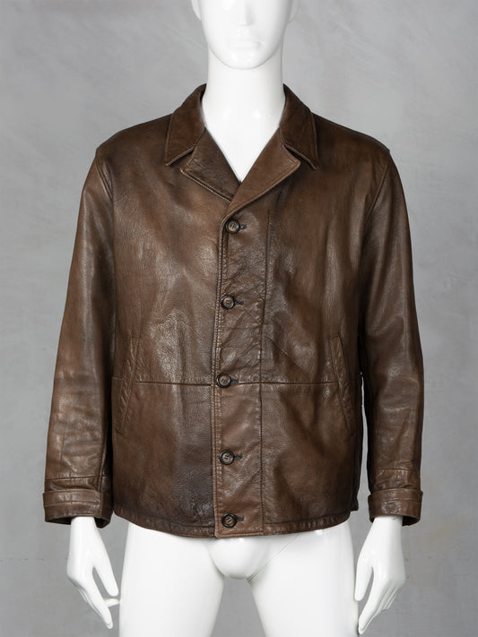1990's Giorgio Armani leather jacket - size 48