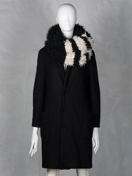 Y-3 A/W 2014 reversible wool coat with removable faux fur collar - women's size M