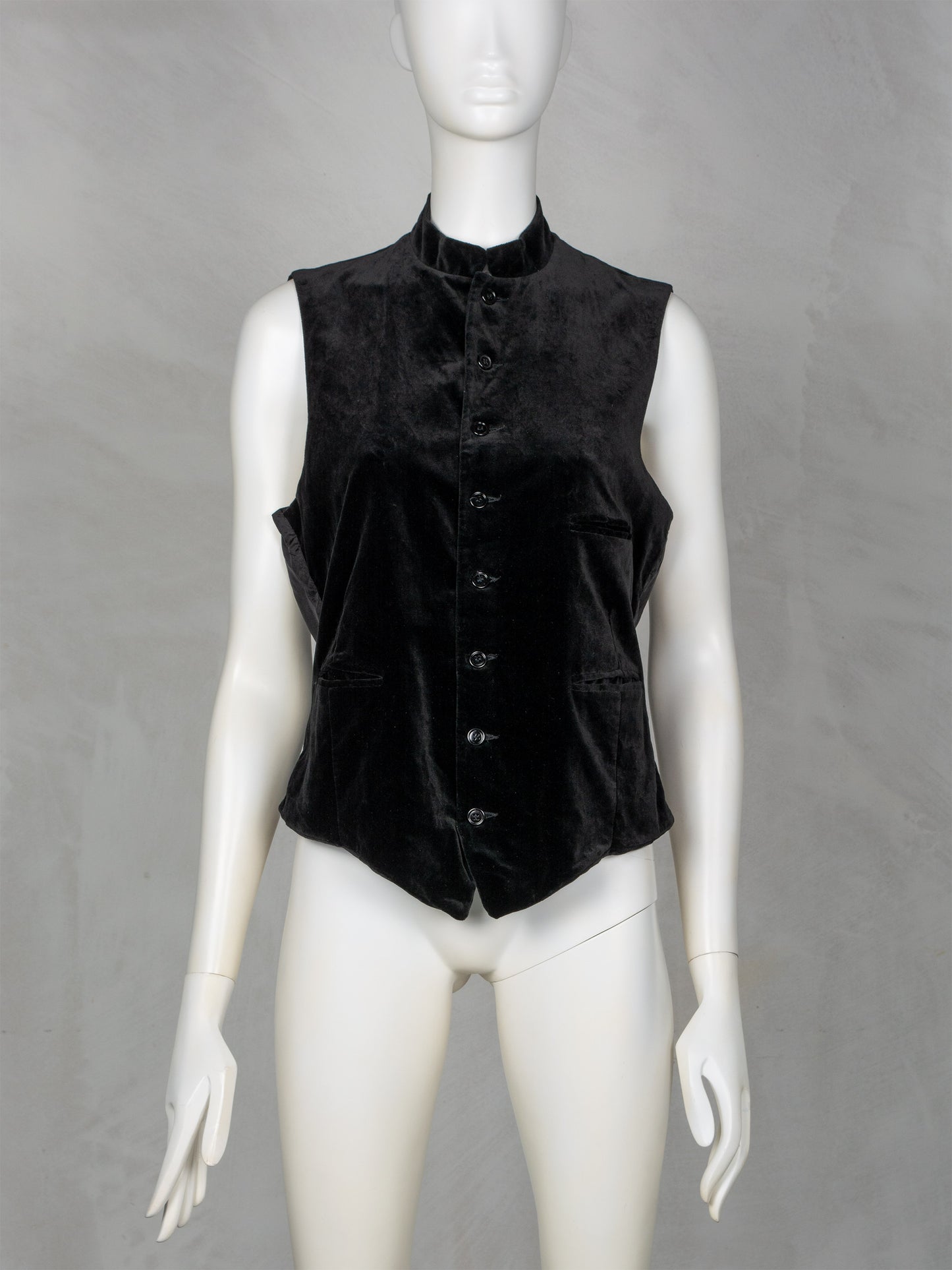 vintage Katharine Hamnett London velvet vest with mandarin collar