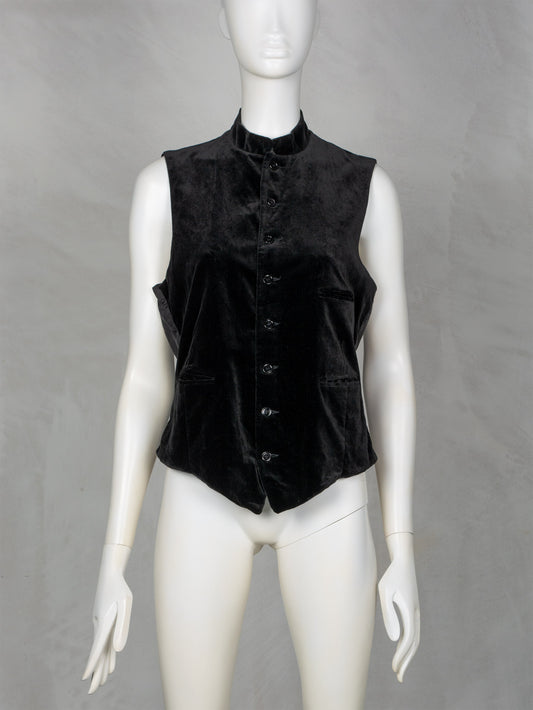 vintage Katharine Hamnett London velvet vest with mandarin collar
