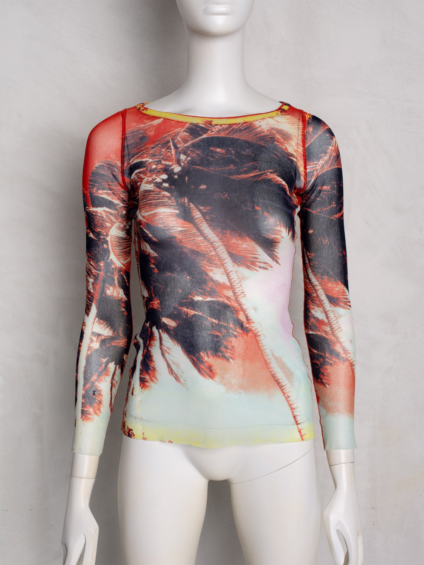Jean Paul Gaultier Soleil - (vintage) - tropical palm trees mesh top - size M