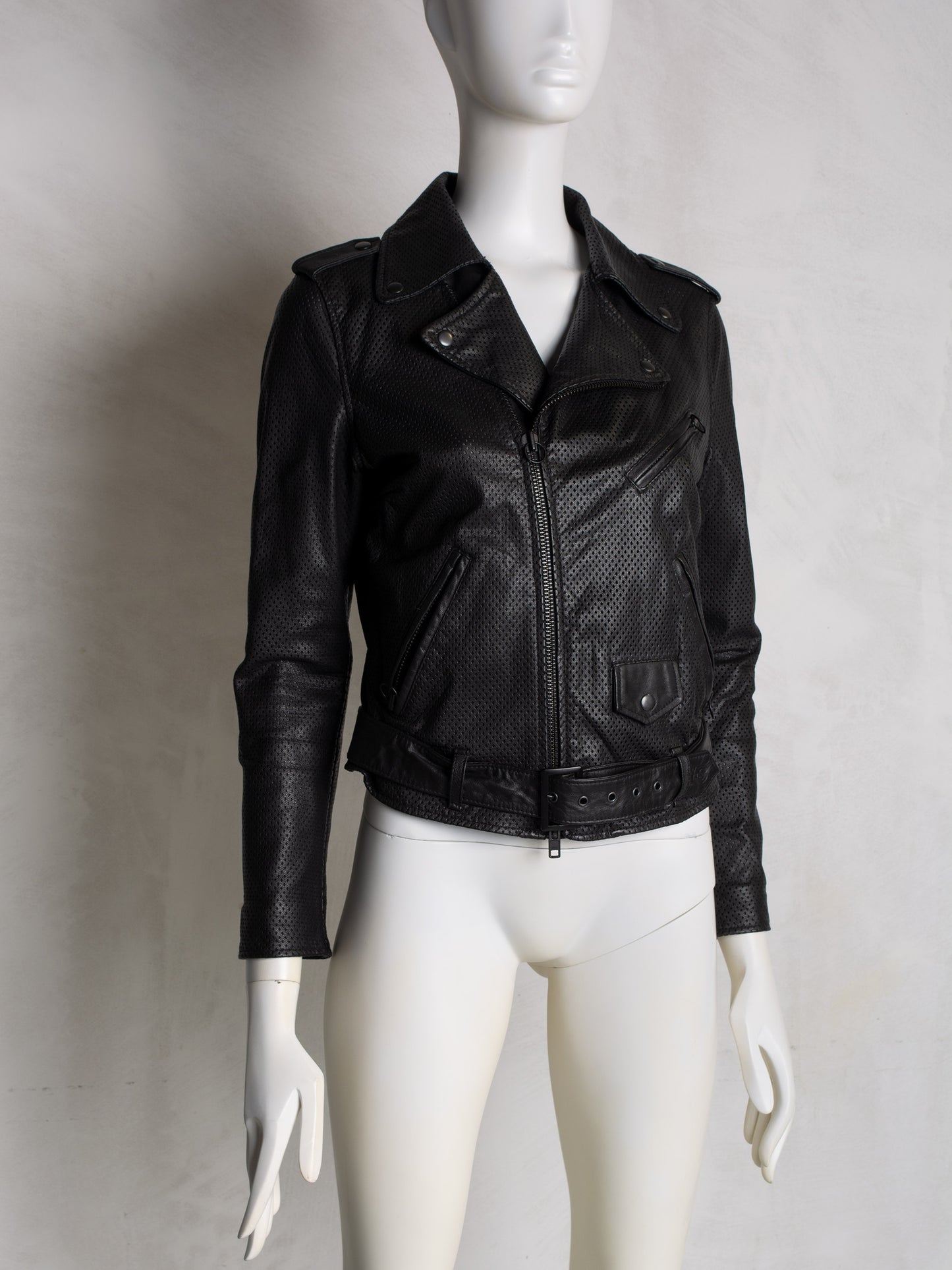Y-3 - A/W 2013 - women's perforated leather biker jacket - size L