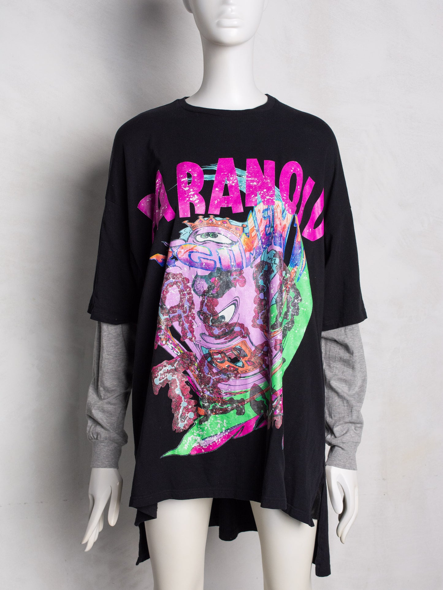 Jeremy Scott S/S 2018 "Paranoid" oversized double sleeve t-shirt - size 40