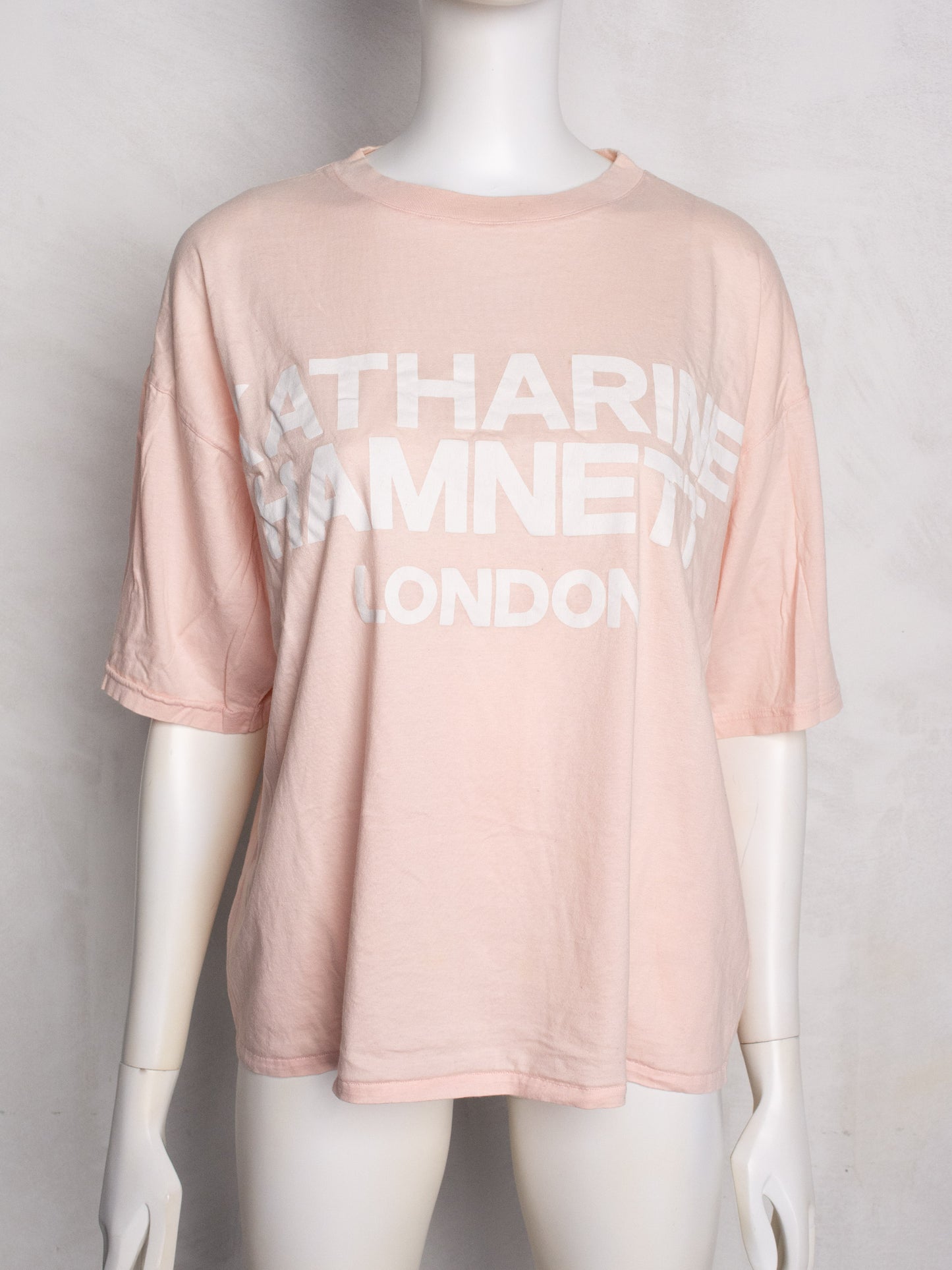 vintage Katharine Hamnett London logo baby pink t-shirt - size L