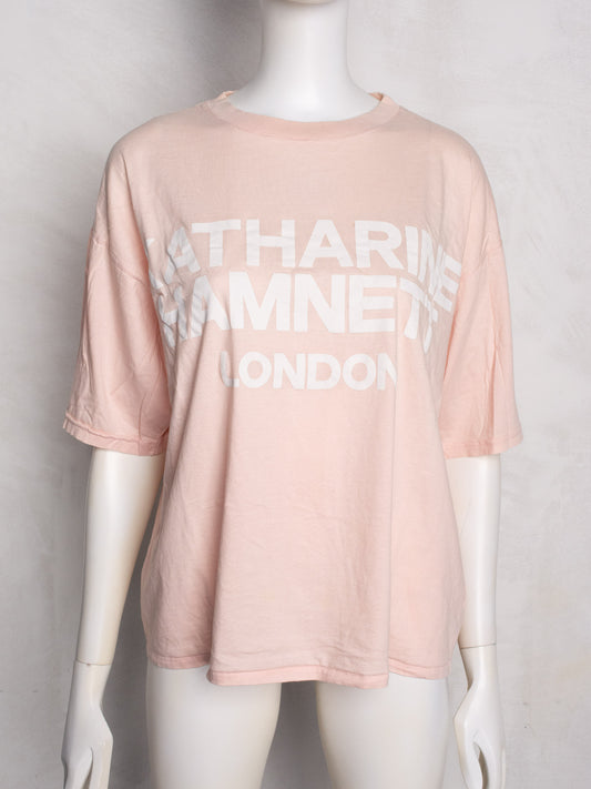 vintage Katharine Hamnett London logo baby pink t-shirt - size L