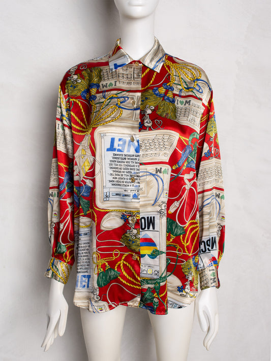 1990's MoschiNet shirt (red) - women's size 42