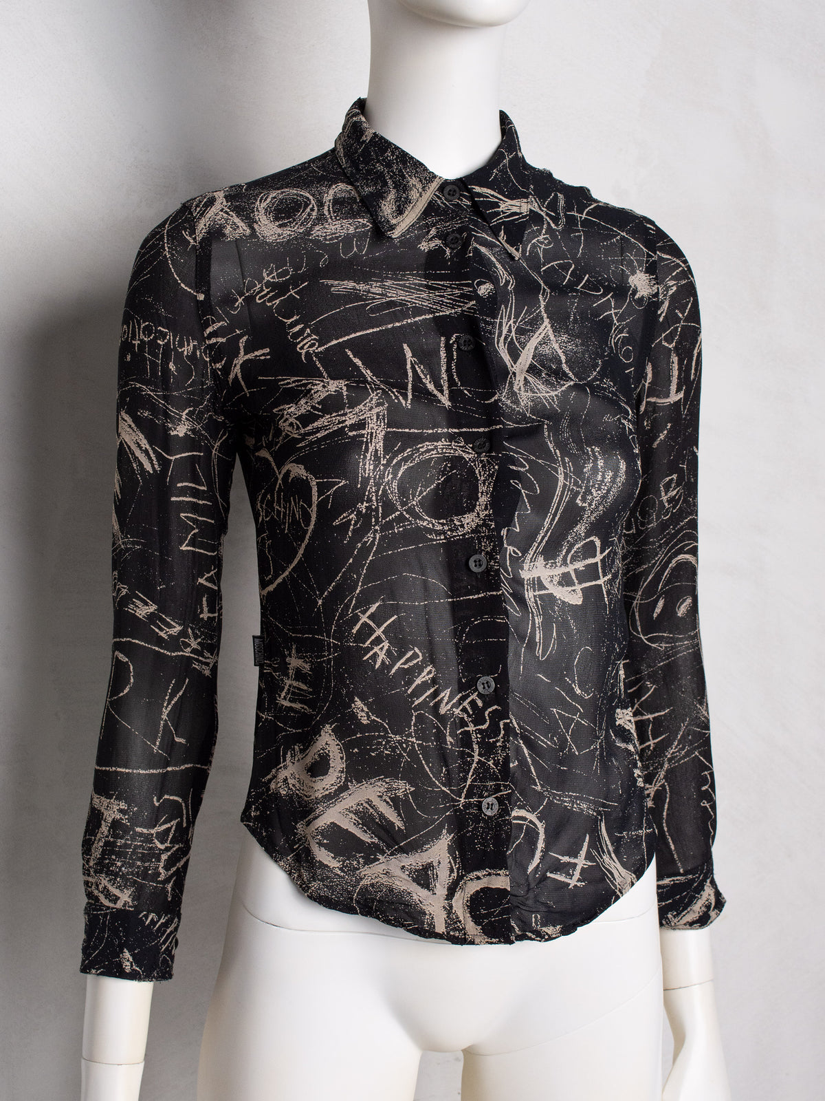 late 1990's Moschino Jeans blackboard sheer shirt - size 42IT
