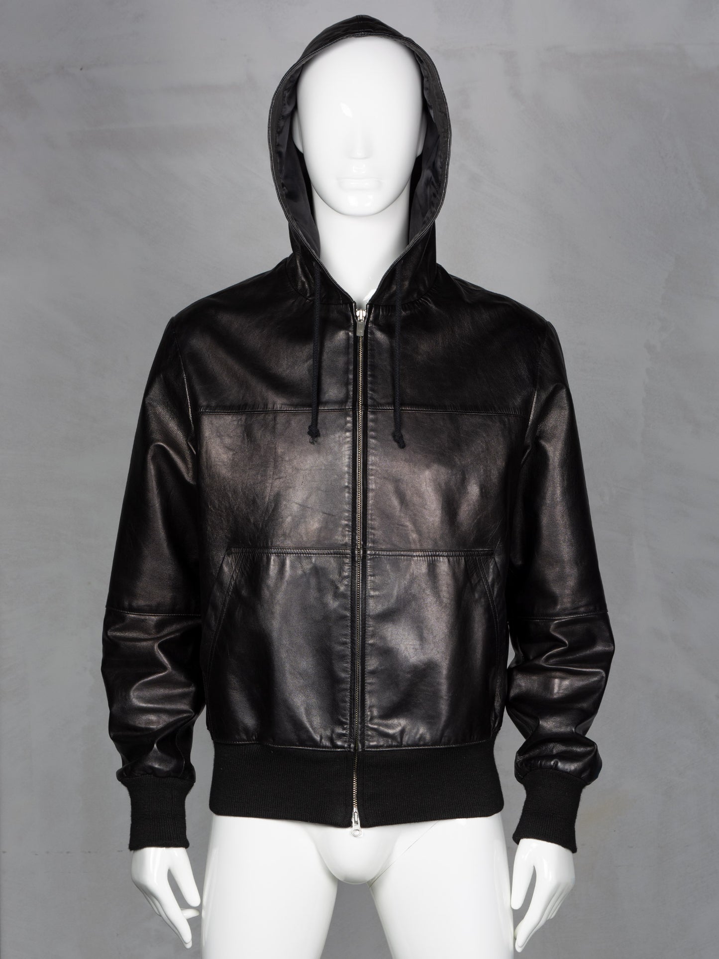 Y-3 - A/W 2005 - leather hooded bomber jacket - men's size M