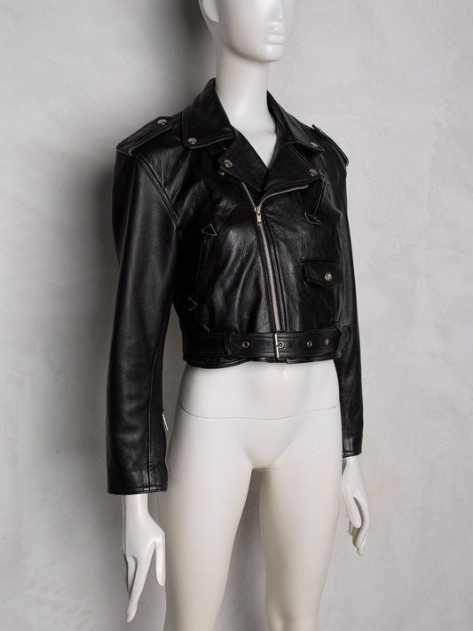 vintage Junior Gaultier women's leather biker jacket