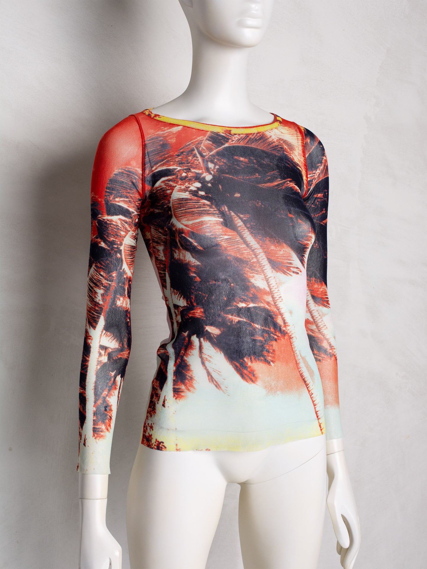 Jean Paul Gaultier Soleil - (vintage) - tropical palm trees mesh top - size M