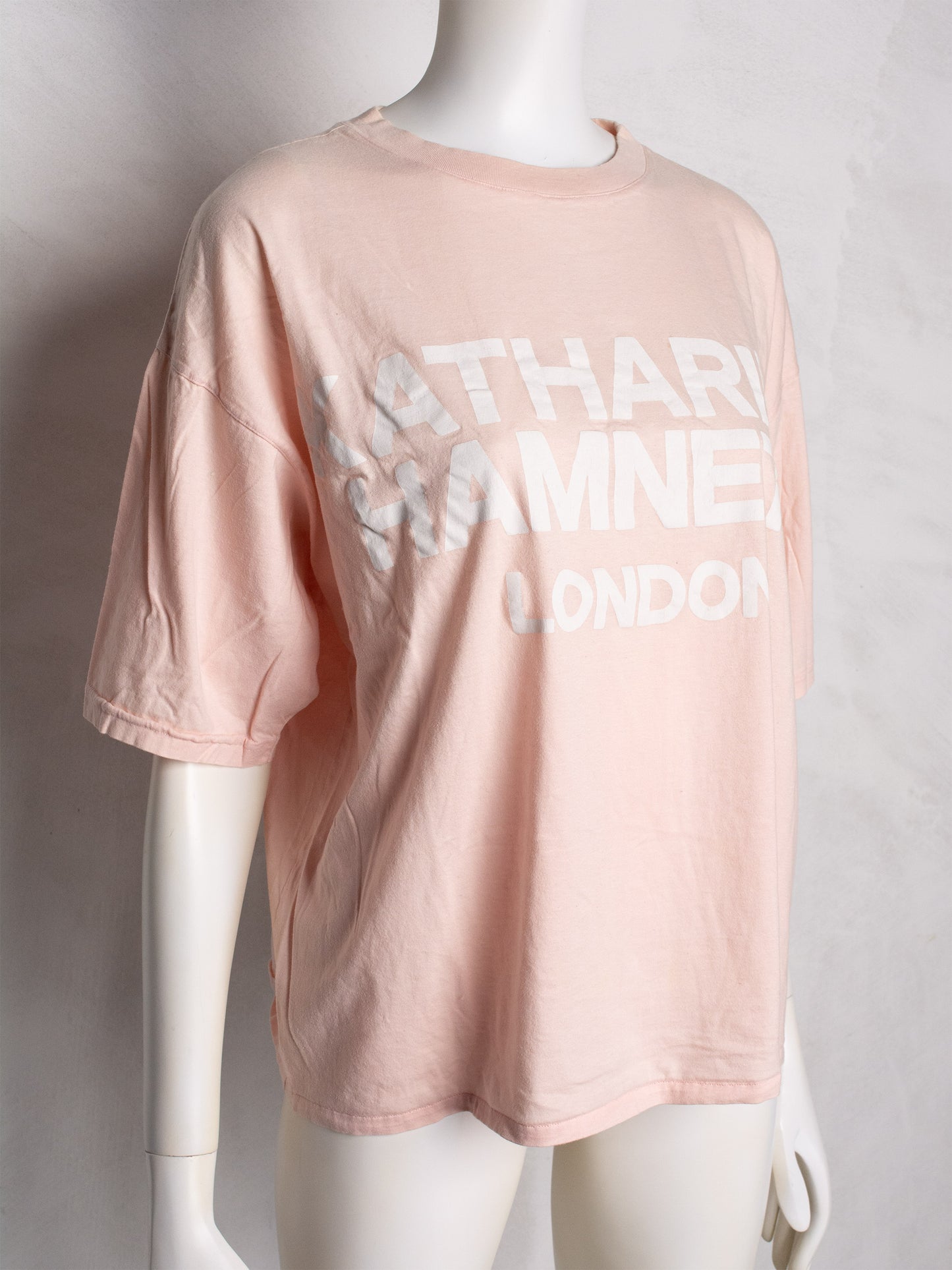 vintage Katharine Hamnett London logo baby pink t-shirt - size L