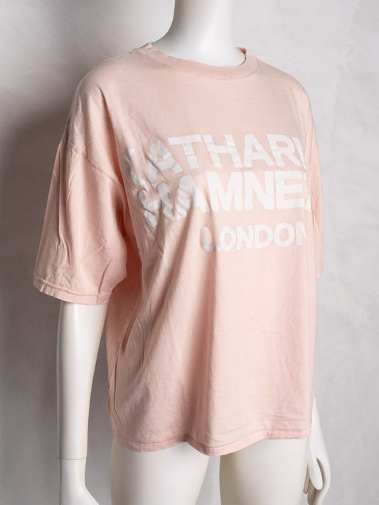 vintage Katharine Hamnett London logo baby pink t-shirt - size L