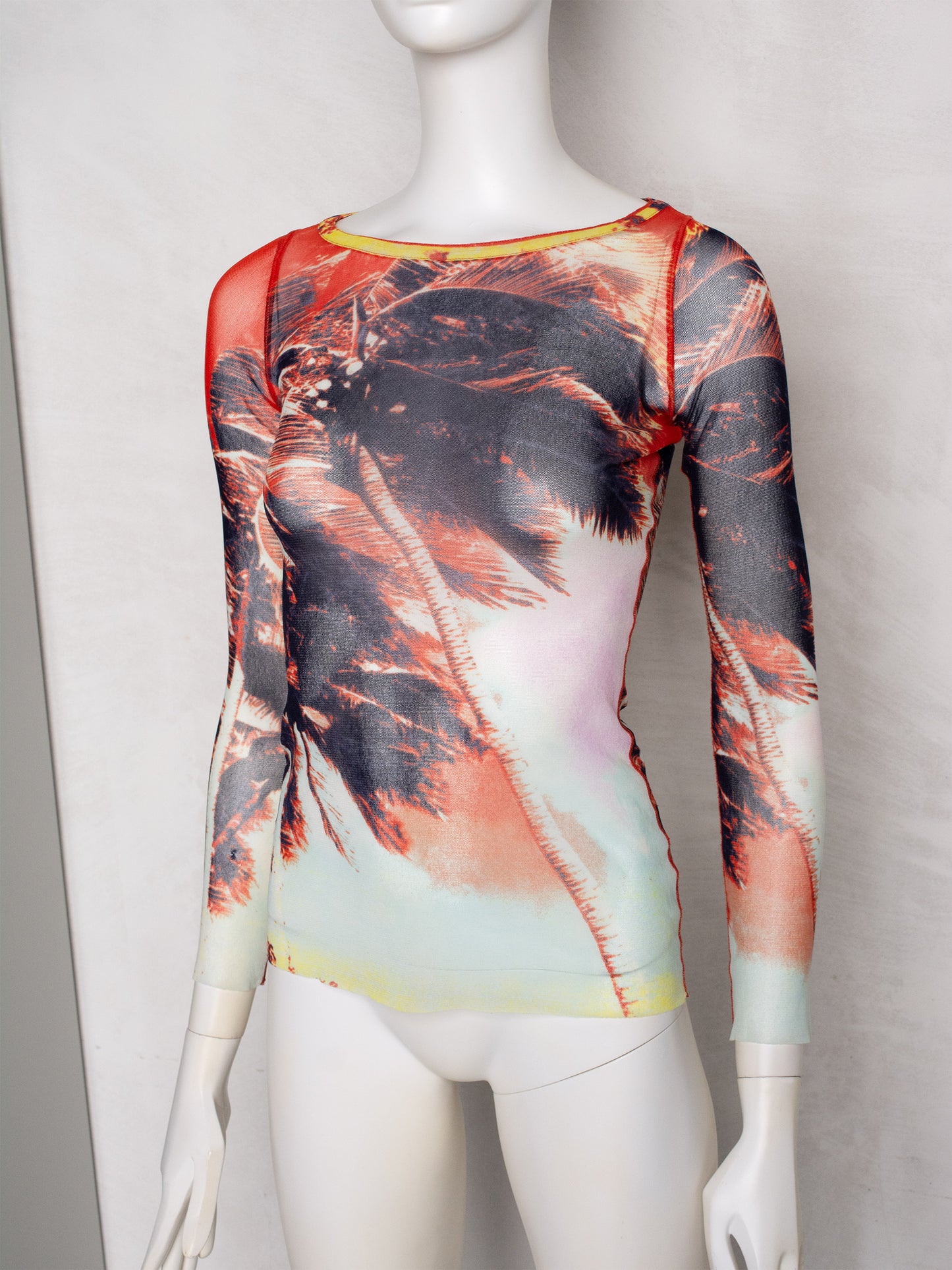 Jean Paul Gaultier Soleil - (vintage) - tropical palm trees mesh top - size M