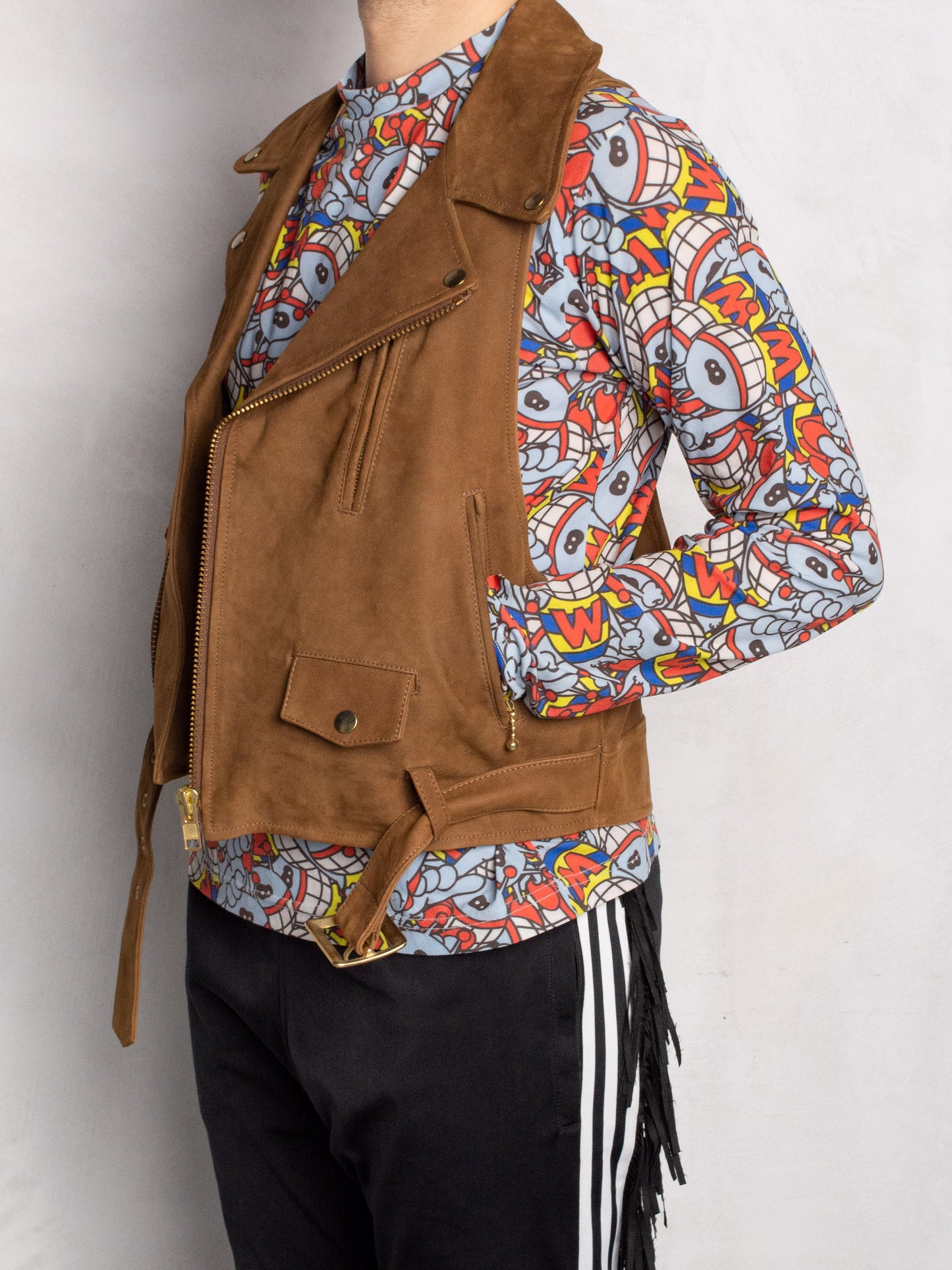 PHENOMENON - S/S 2010 - buffalo leather biker vest - size M