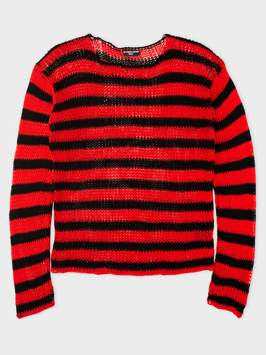 Raf Simons Archive Redux (2021) - AW97 Striped Open Knit Cotton Sweater - size M