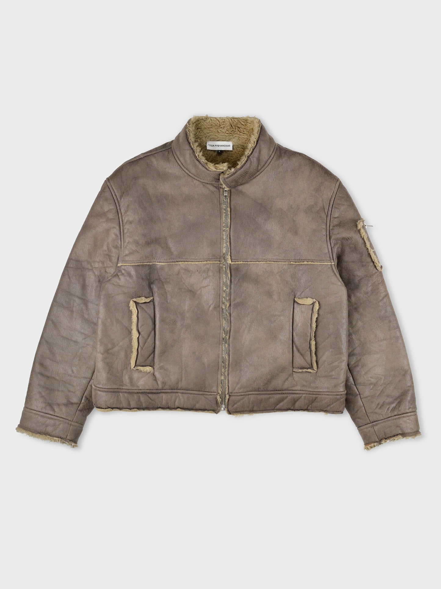 Gosha Rubchinskiy - A/W 2016 - faux leather shearling jacket (brown) - size L