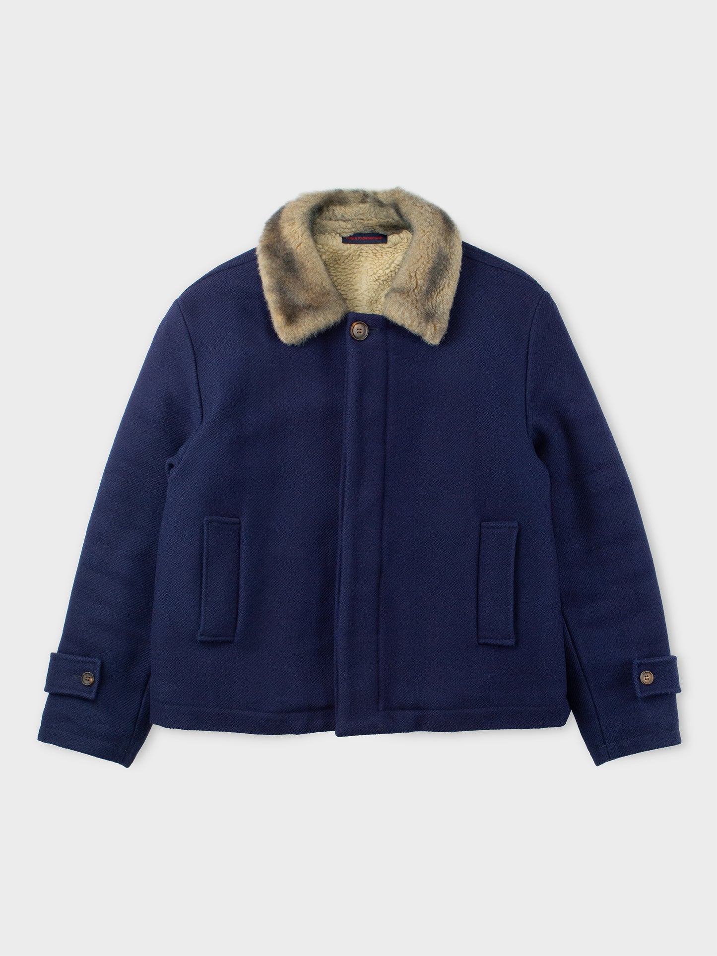 Gosha Rubchinskiy - A/W 2015 - short wool jacket with faux fur collar - size S