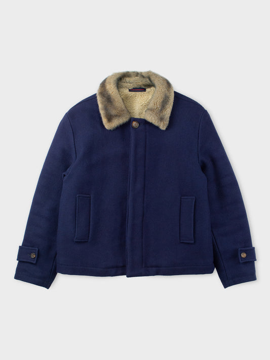Gosha Rubchinskiy - A/W 2015 - short wool jacket with faux fur collar - size S