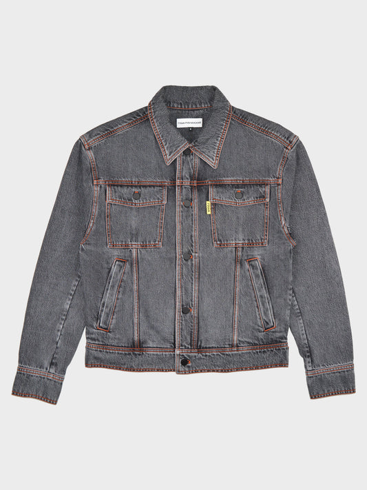 Gosha Rubchinskiy - A/W 2016 - contrast stitch cropped denim jacket (grey) - size M