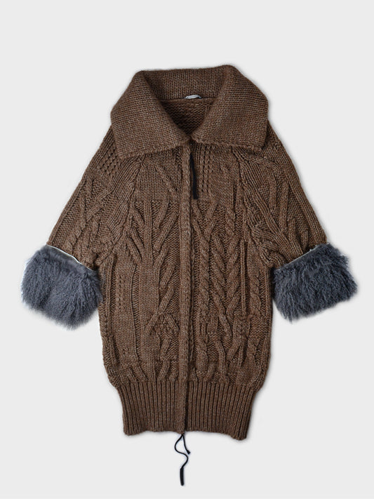 if only was true.... - heavy wool jacket with real fur applications - size 46