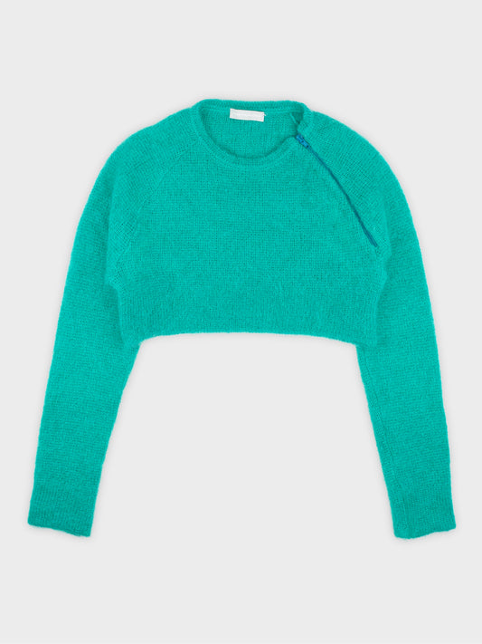 Gosha Rubchinskiy - S/S 2013 - cropped mohair shoulder zip sweater (green)