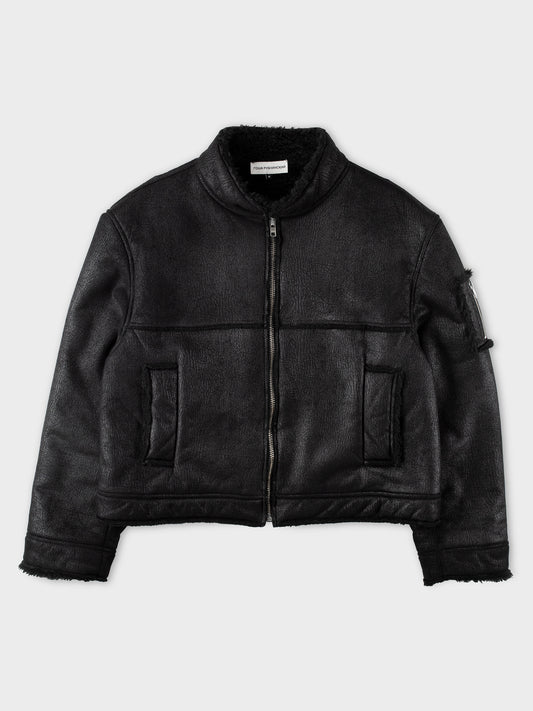 Gosha Rubchinskiy - A/W 2016 - faux leather shearling jacket (black) - size M