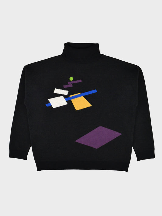Gosha Rubchinskiy - A/W 2017 - Kazimir Malevich geometry turtleneck sweater (black) - size XL