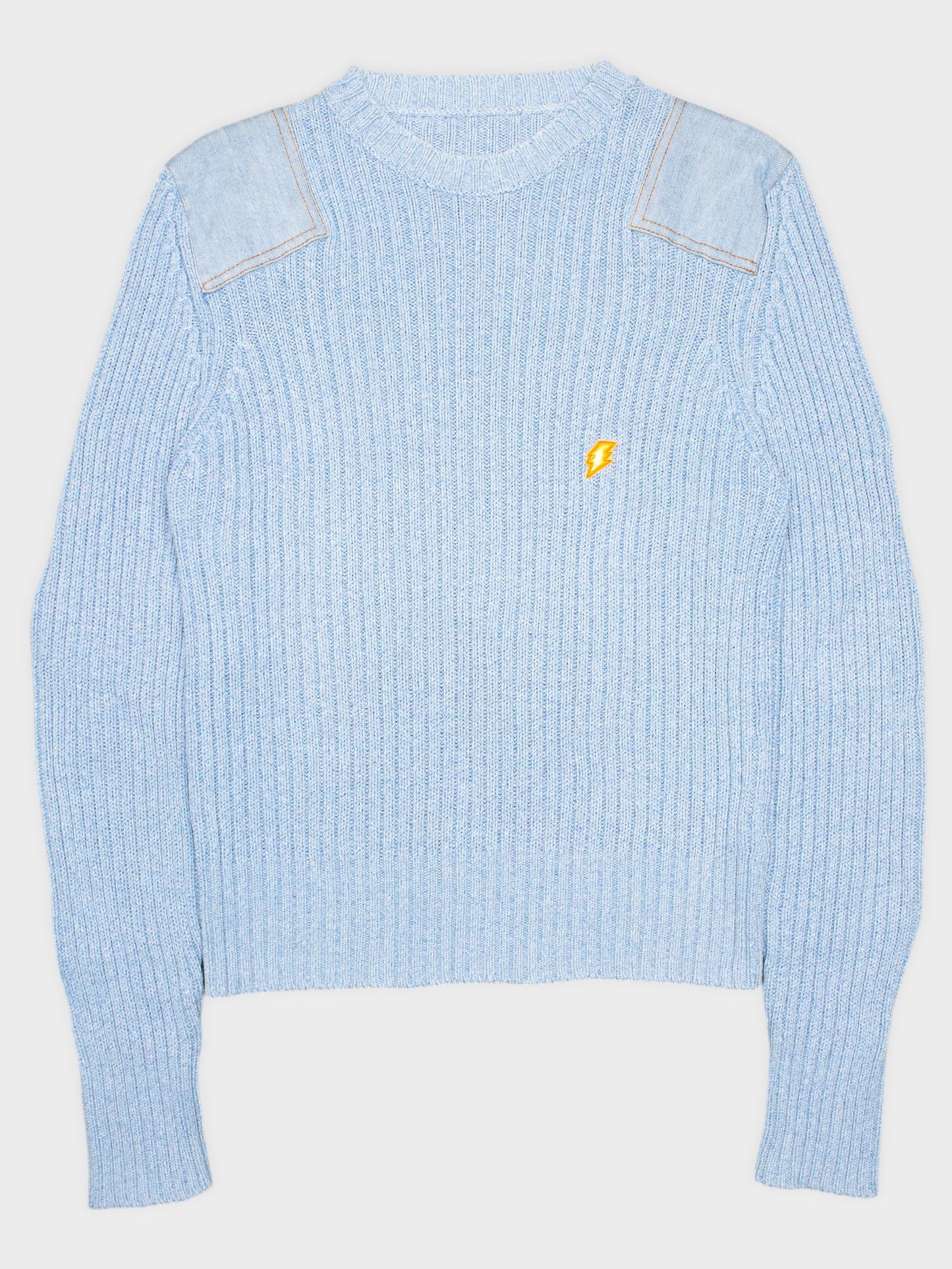 Wild & Lethal Jeans - (vintage) - baby blue cotton military sweater - men's size S