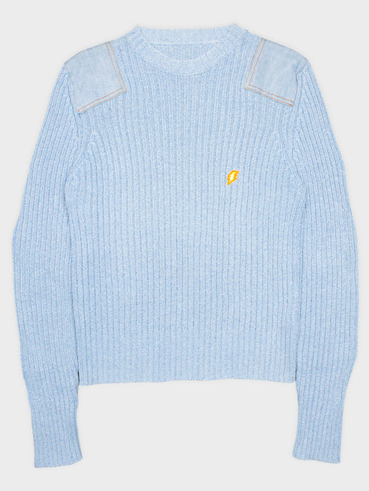 Wild & Lethal Jeans - (vintage) - baby blue cotton military sweater - men's size S