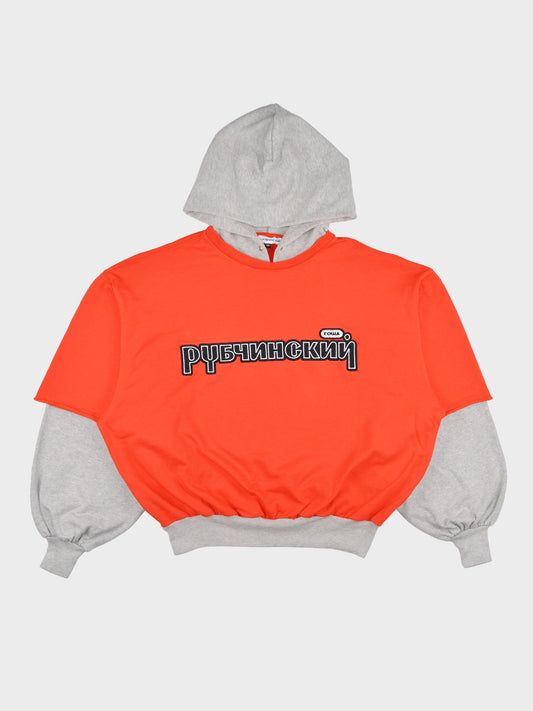 Gosha Rubchinskiy - S/S 2018 - combo hoodie (red) - size XS