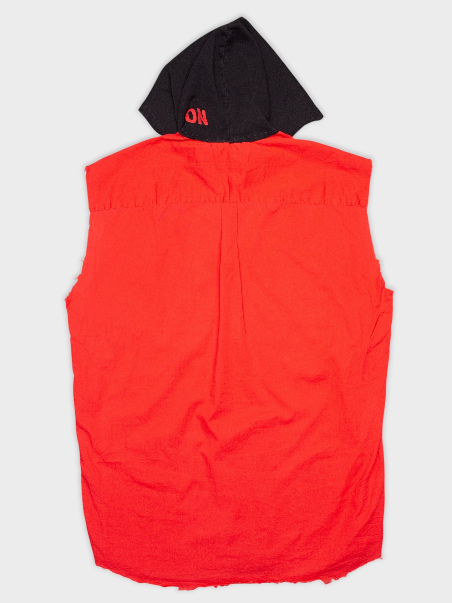 Raf Simons - S/S 2002 - sleeveless hooded shirt with patches - size 50