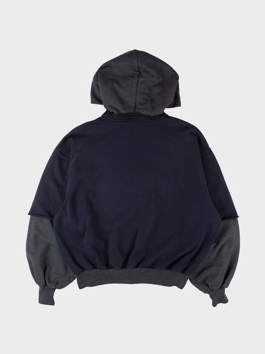 Gosha Rubchinskiy - S/S 2018 - combo hoodie (navy) - size XS