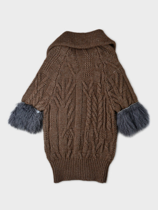 if only was true.... - heavy wool jacket with real fur applications - size 46