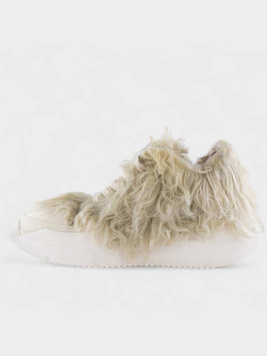 Rick Owens DRKSHDW - Abstract Low "Ramones" sneakers with faux fur - size 41